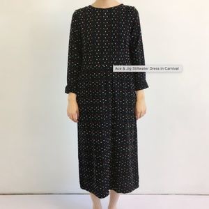 Ace & Jig Midi Dot Dress Black with colorful dots, size small